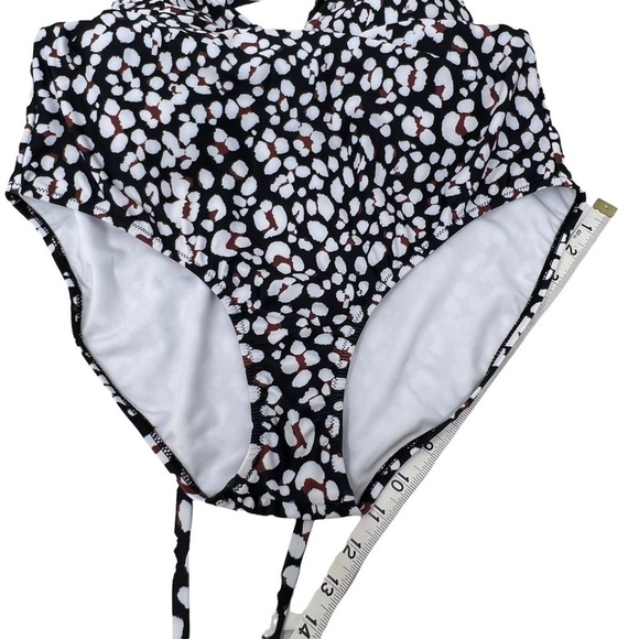 Jessica Simpson Estilo Black White Print Halter Neck One Piece Swimsuit L NWT - Picture 8 of 13